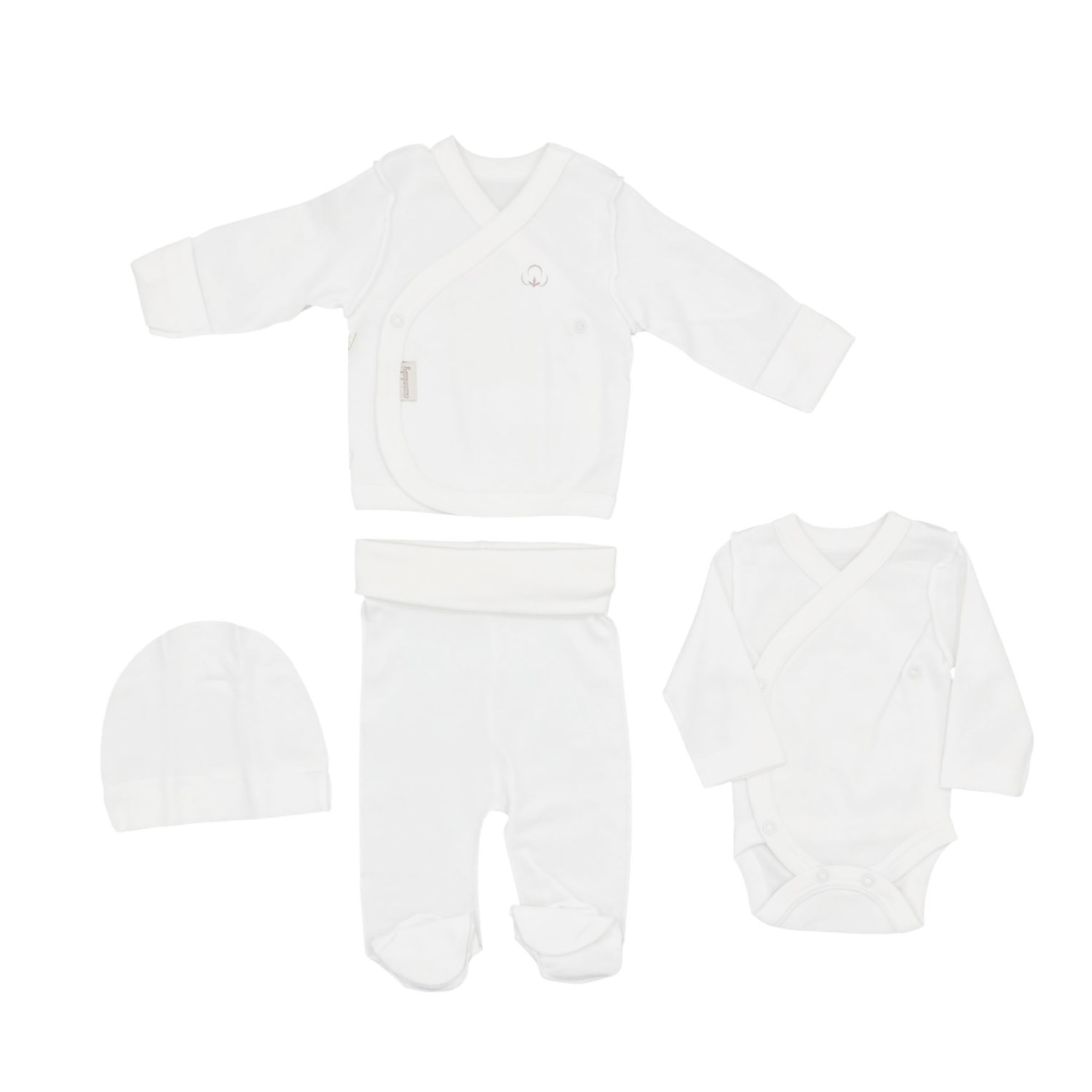 Ciccim Baby Prematüre 4'lü Bebek Zıbın Seti 4948 Beyaz