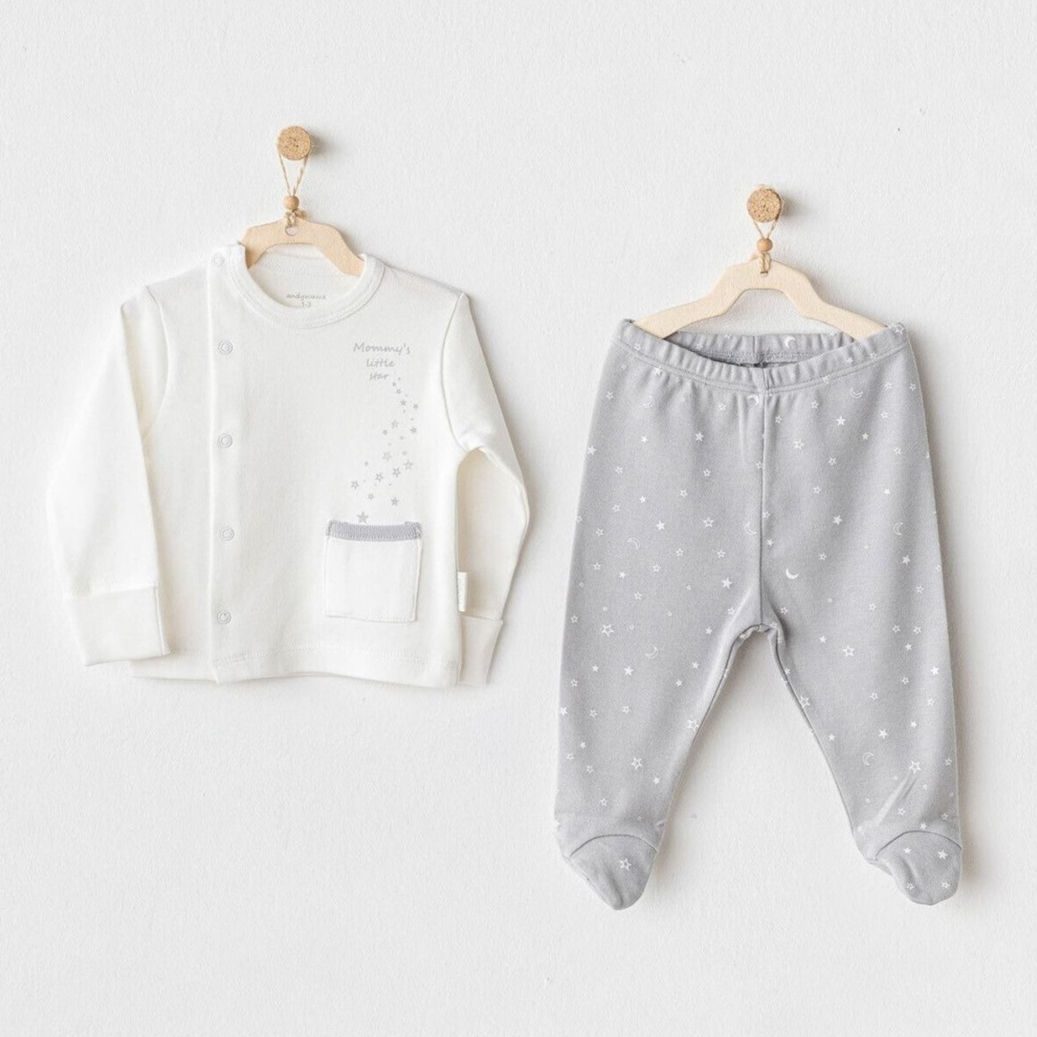 Andywawa Mommy's Little Star 2'li Zıbın Seti AC25704 Gri