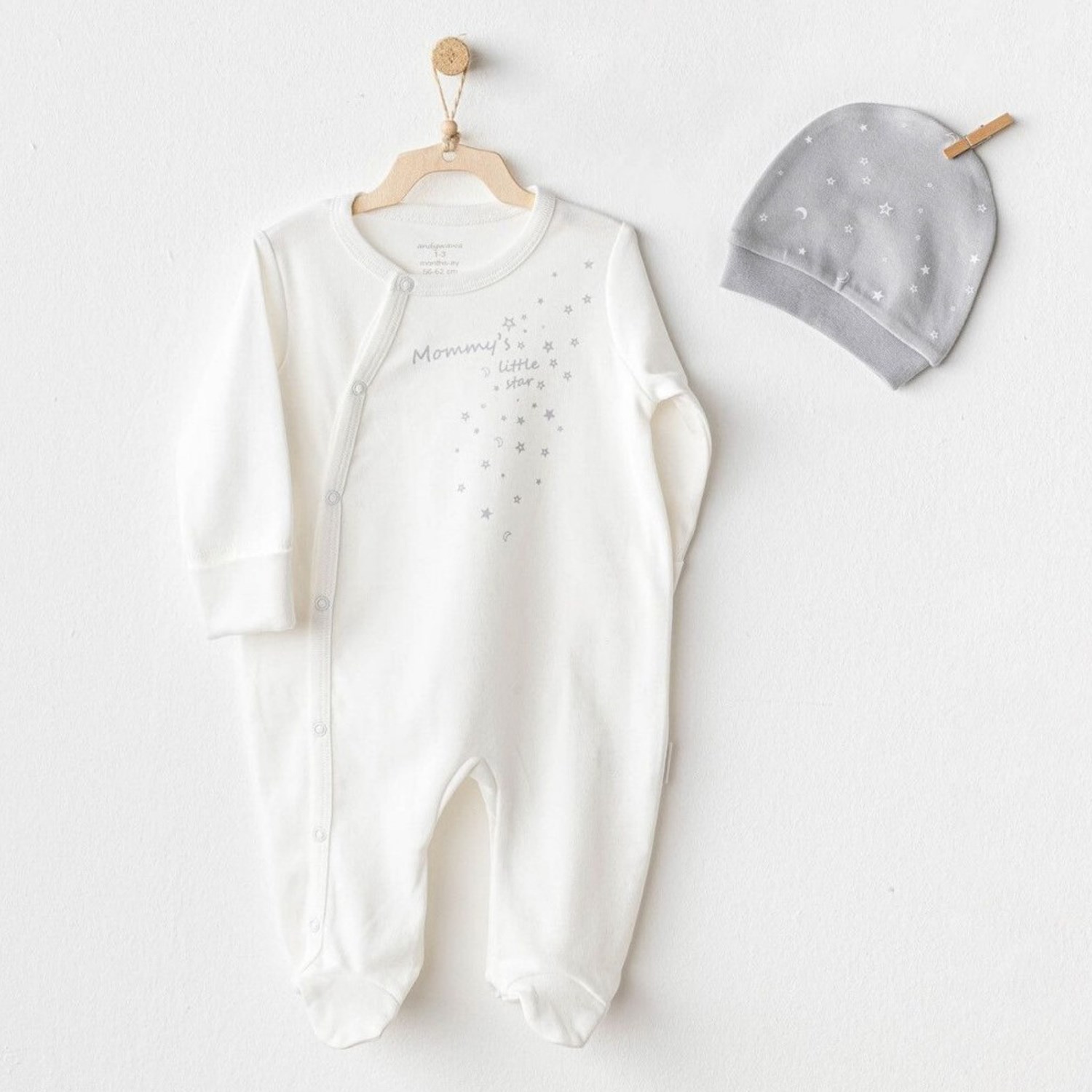 Andywawa Mommy's Little Star Bebek Tulum Takım AC25705 Ekru