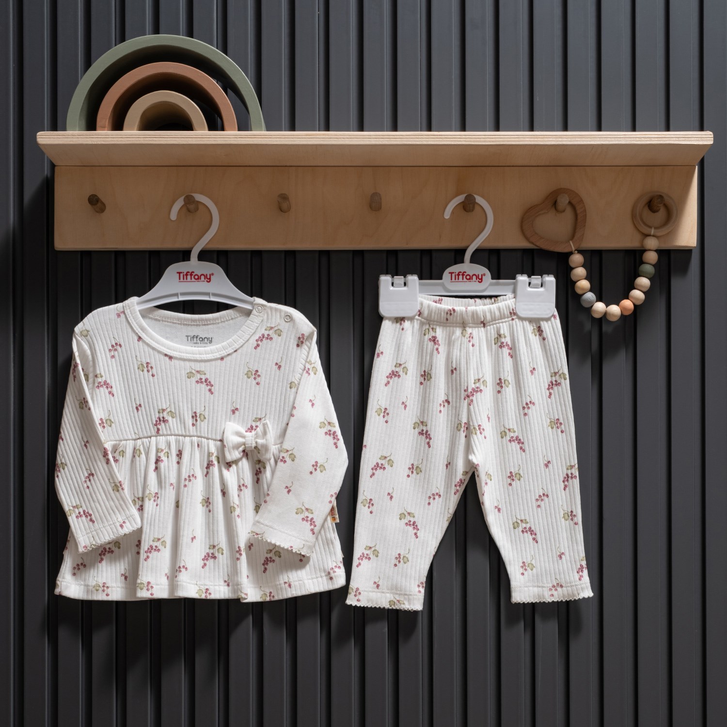 Tiffany Baby Purple Grape Theme Pijama Takımı 47094 Ekru