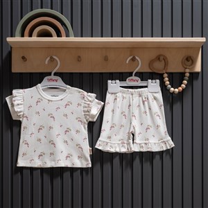 Tiffany Baby Purple Grape Theme Şortlu Takım 47104 Ekru