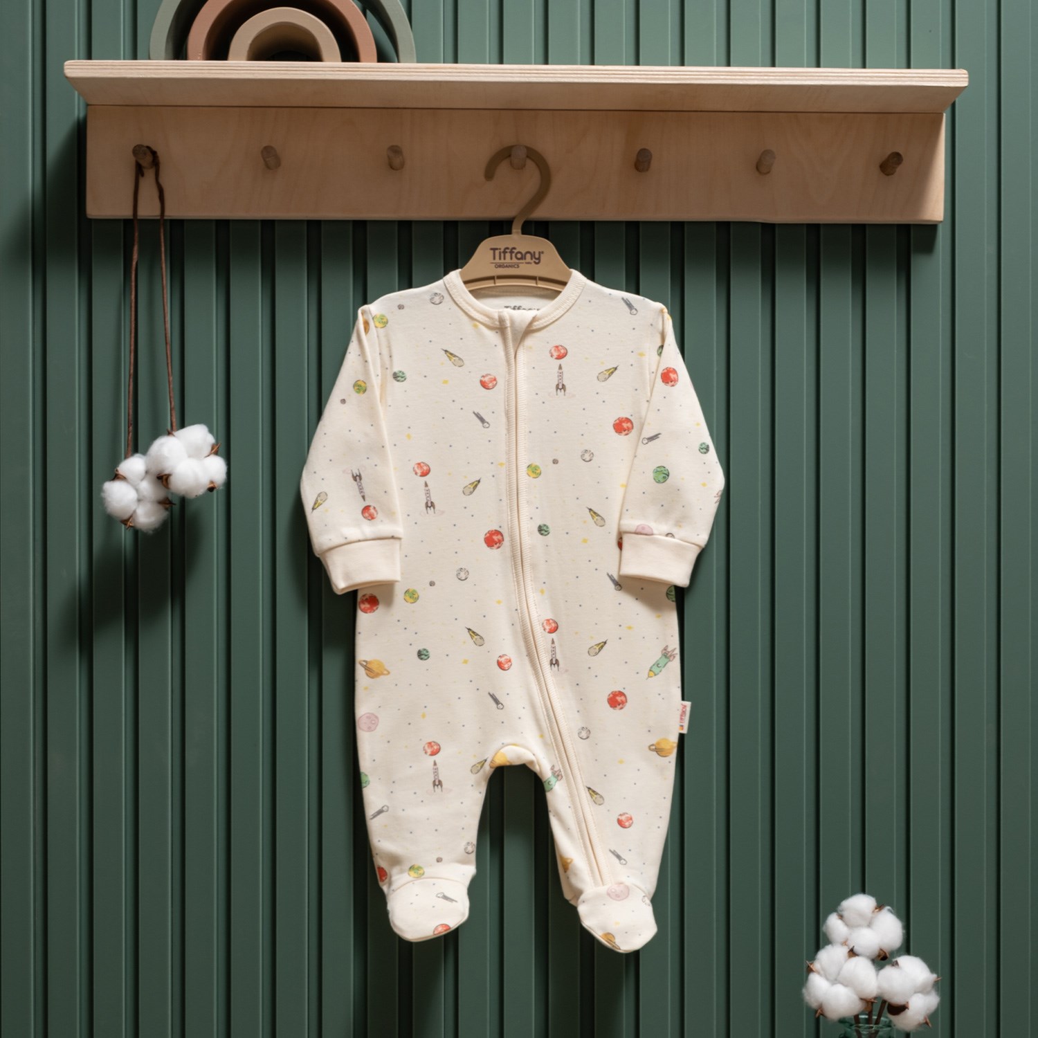 Tiffany Baby Organic Space Theme Fermuarlı Tulum 44040 Ekru