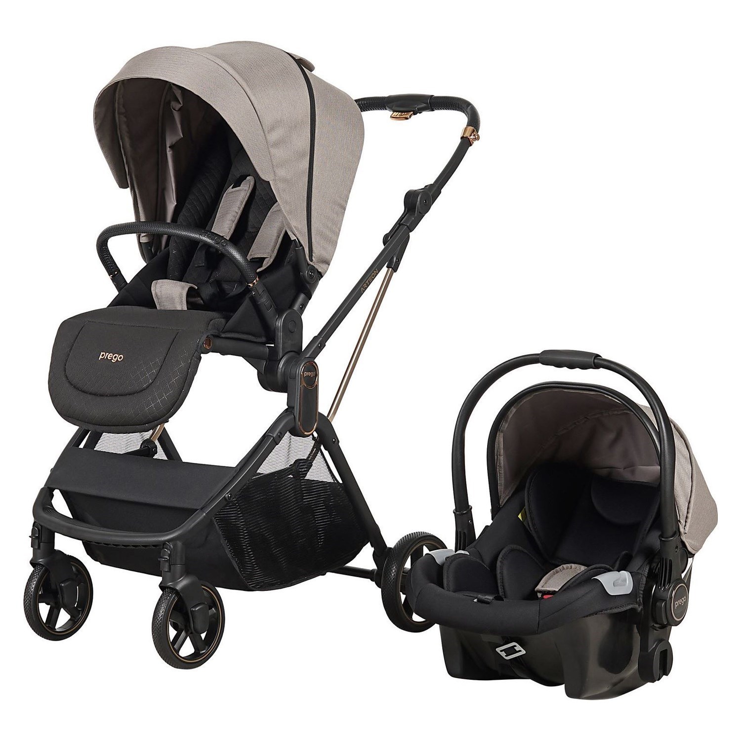 Prego Arteon Seyahat Sistem Bebek Arabası 2244 Otomatik Katlanan Bej