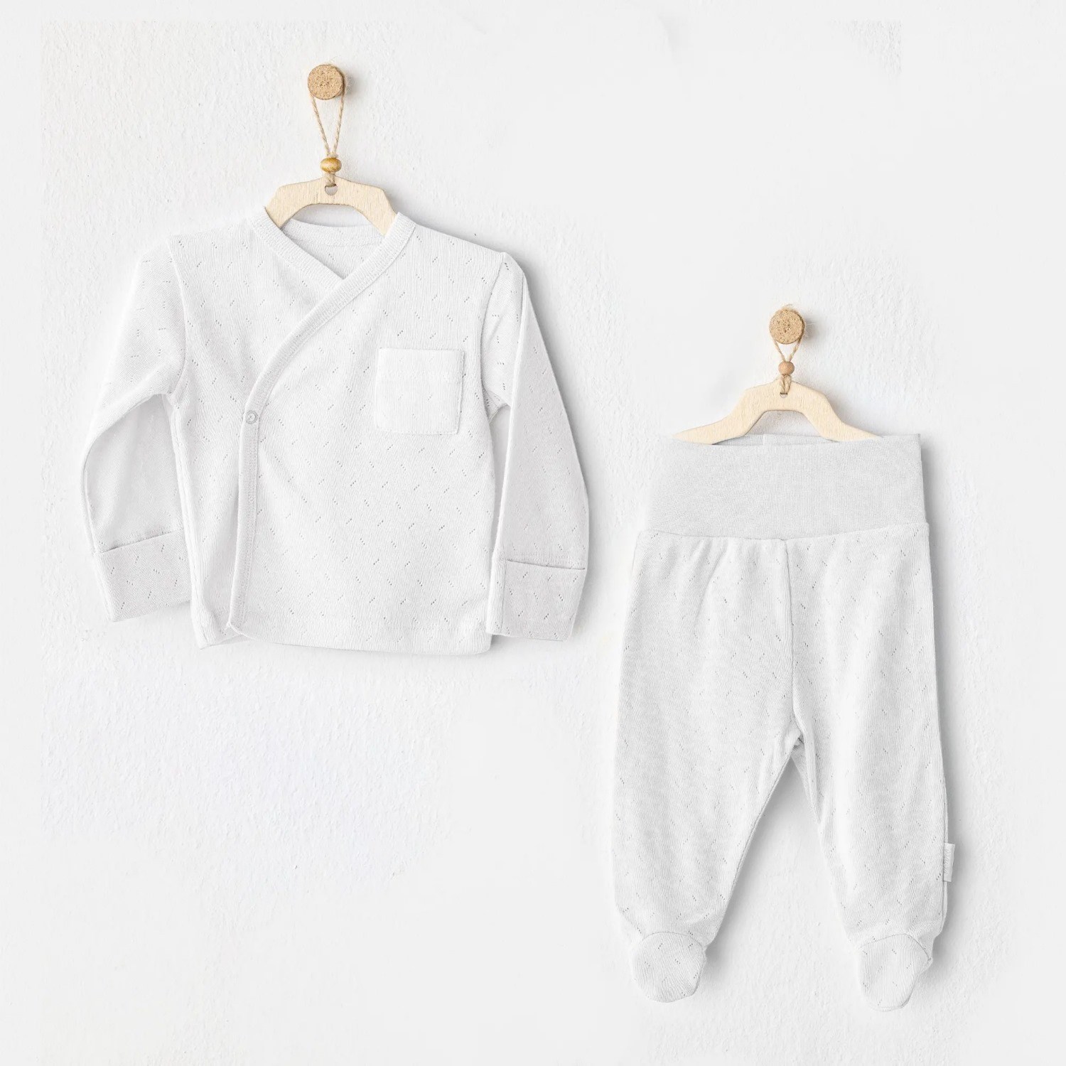 Andywawa Jacquard Basic 2'li Zıbın Takım AC25557 Beyaz
