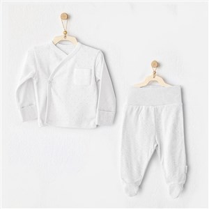 Andywawa Jacquard Basic 2'li Zıbın Takım AC25557 Beyaz