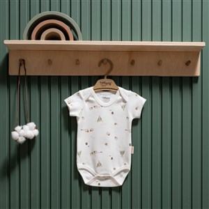 Tiffany Baby Happy Lambs Organik Theme Yarım Kol Body 33008 Ekru
