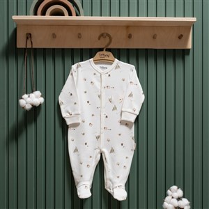 Tiffany Baby Happy Lambs Organik Theme Patikli Tulum 33033 Ekru