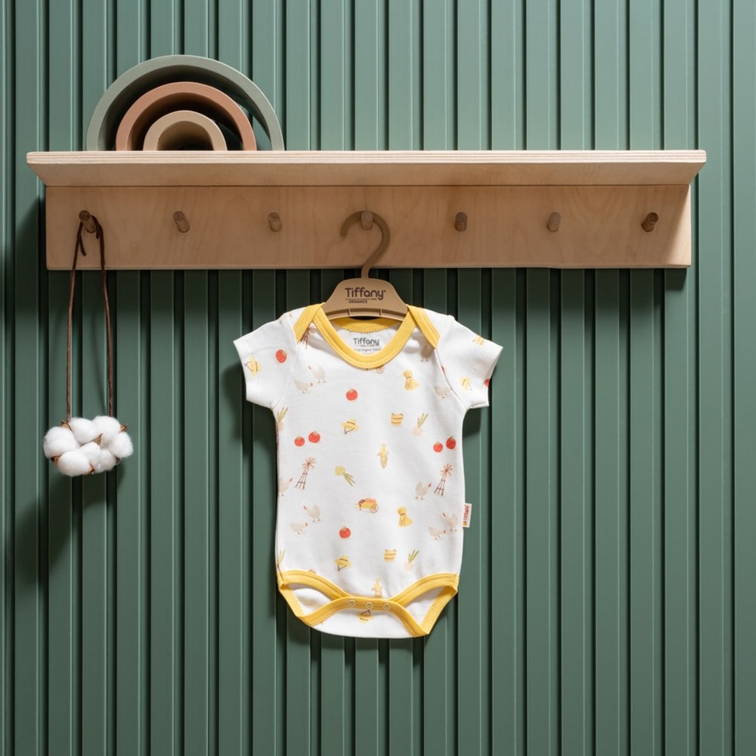 Tiffany Baby Strawberry Organik Theme Yarım Kol Body 45008 Ekru