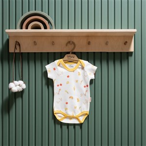 Tiffany Baby Strawberry Organik Theme Yarım Kol Body 45008 Ekru