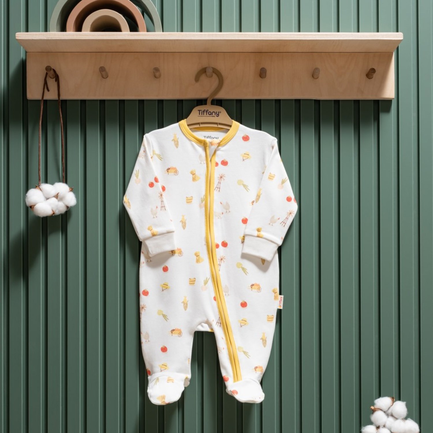 Tiffany Baby Strawberry Organik Theme Fermuarlı Tulum 45040 Ekru