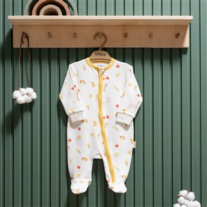 Tiffany Baby Strawberry Organik Theme Fermuarlı Tulum 45040 Ekru