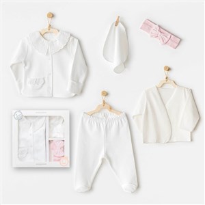 Andywawa Bunny Bear 5'li Hastane Çıkış Seti AC25650 Ekru-Pembe