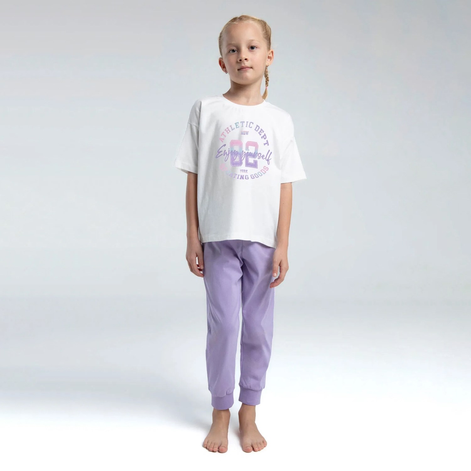 Roly Poly 2'li Pijama Takımı RP3614 Beyaz-Lila