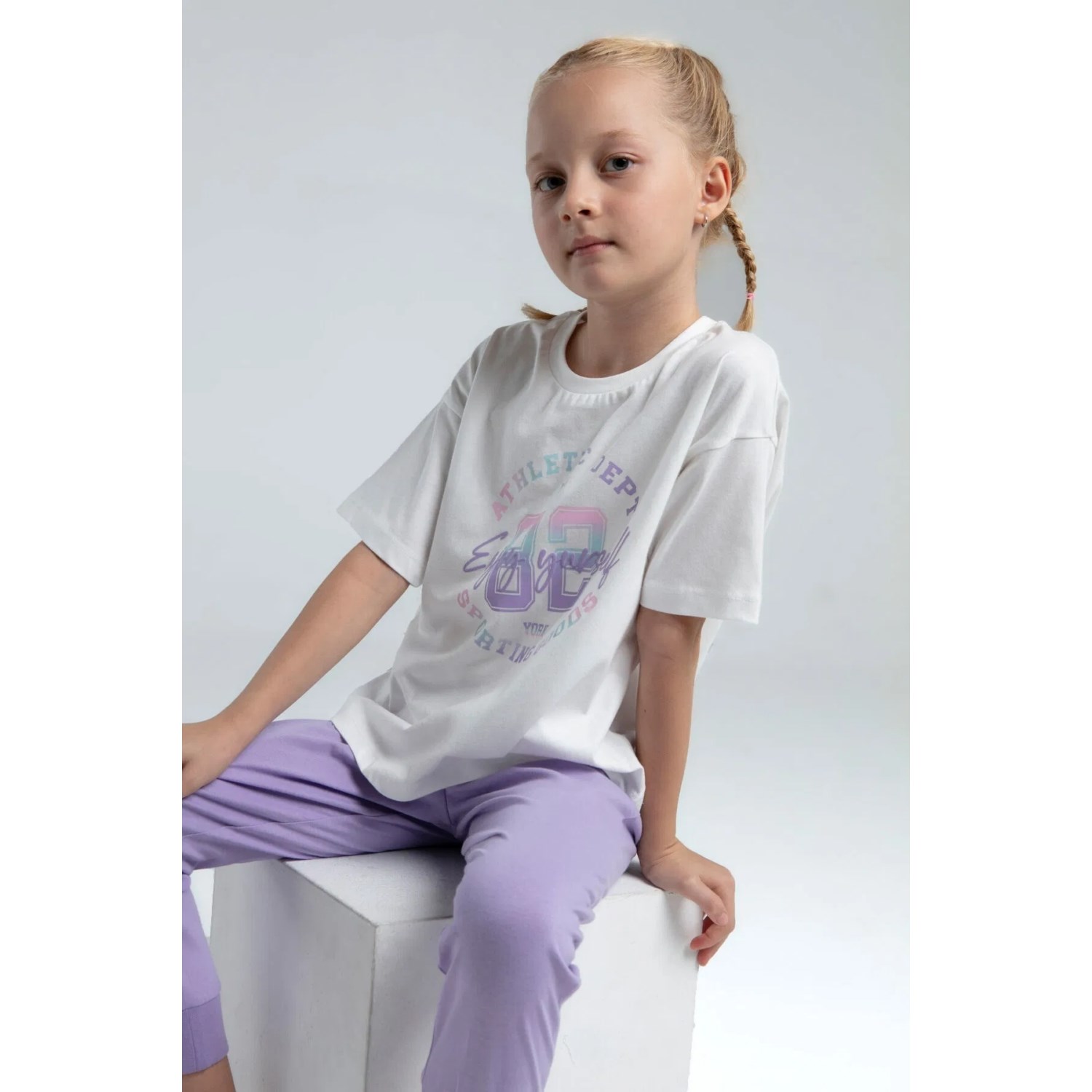 Roly Poly 2'li Pijama Takımı RP3614 Beyaz-Lila