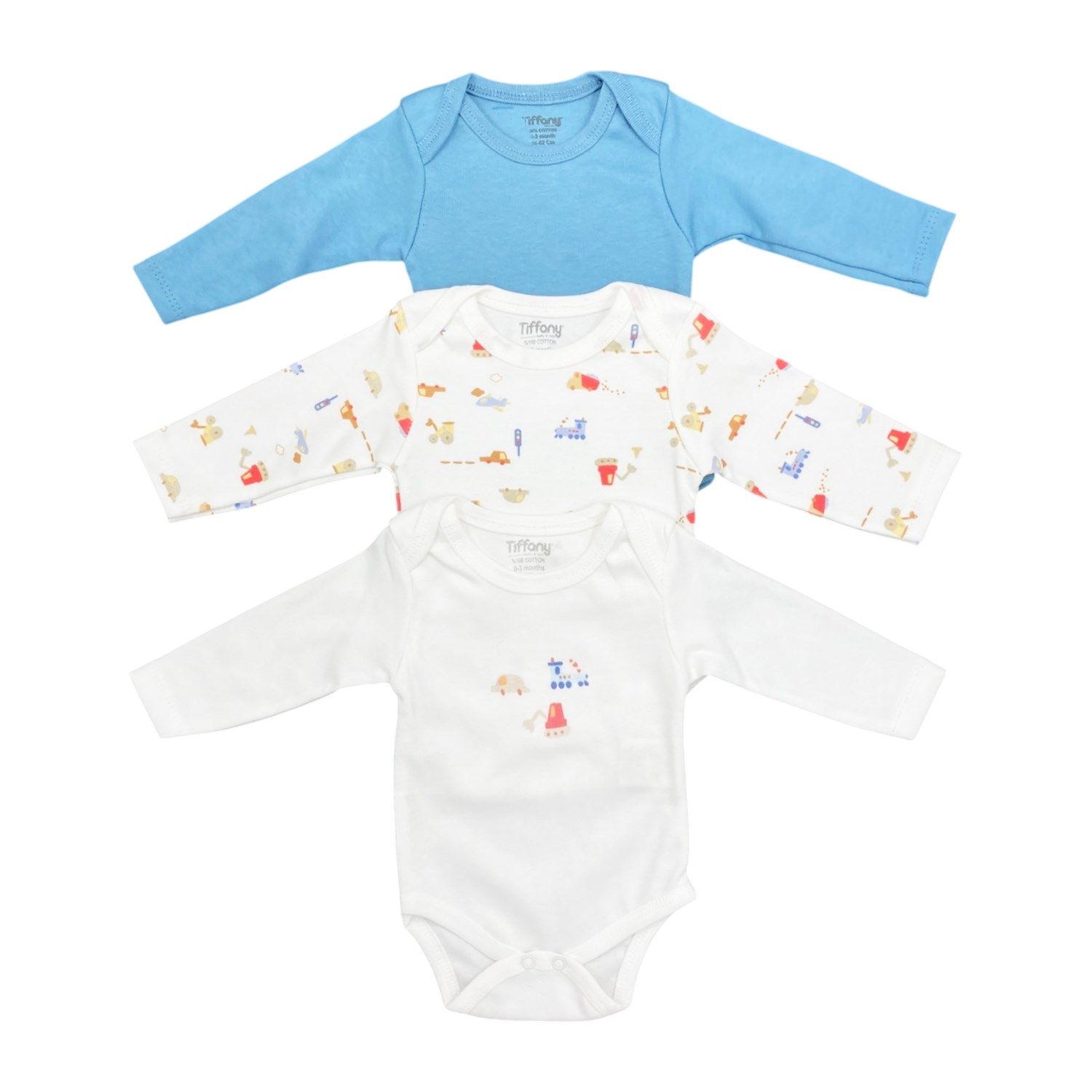 Tiffany Baby Traffic Rider Theme 3'lü Uzun Kol Body 50011 Ekru