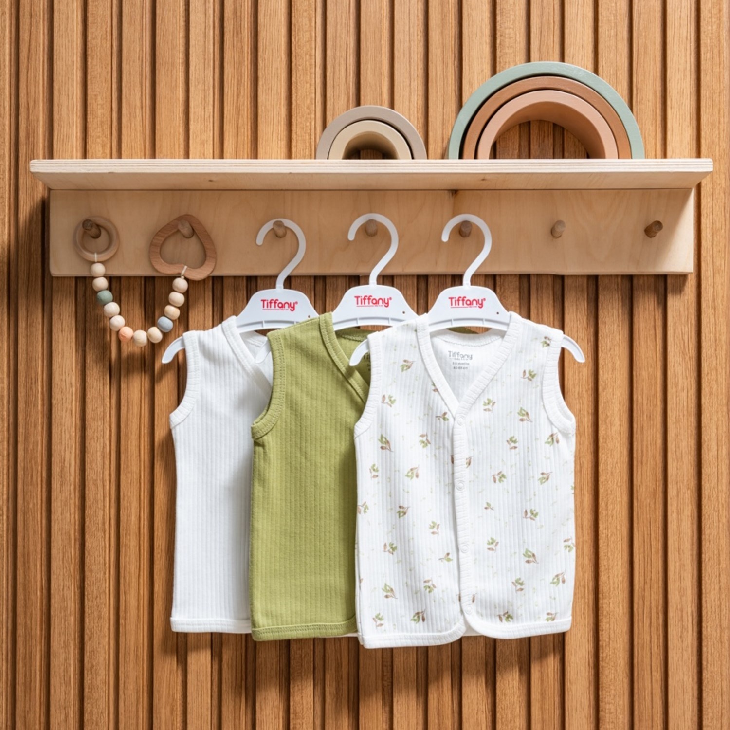 Tiffany Baby Green Plant Theme 3'lü Yelek 48005 Ekru