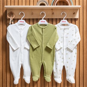 Tiffany Baby Green Plant Theme 3'lü Patikli Tulum 48040 Ekru
