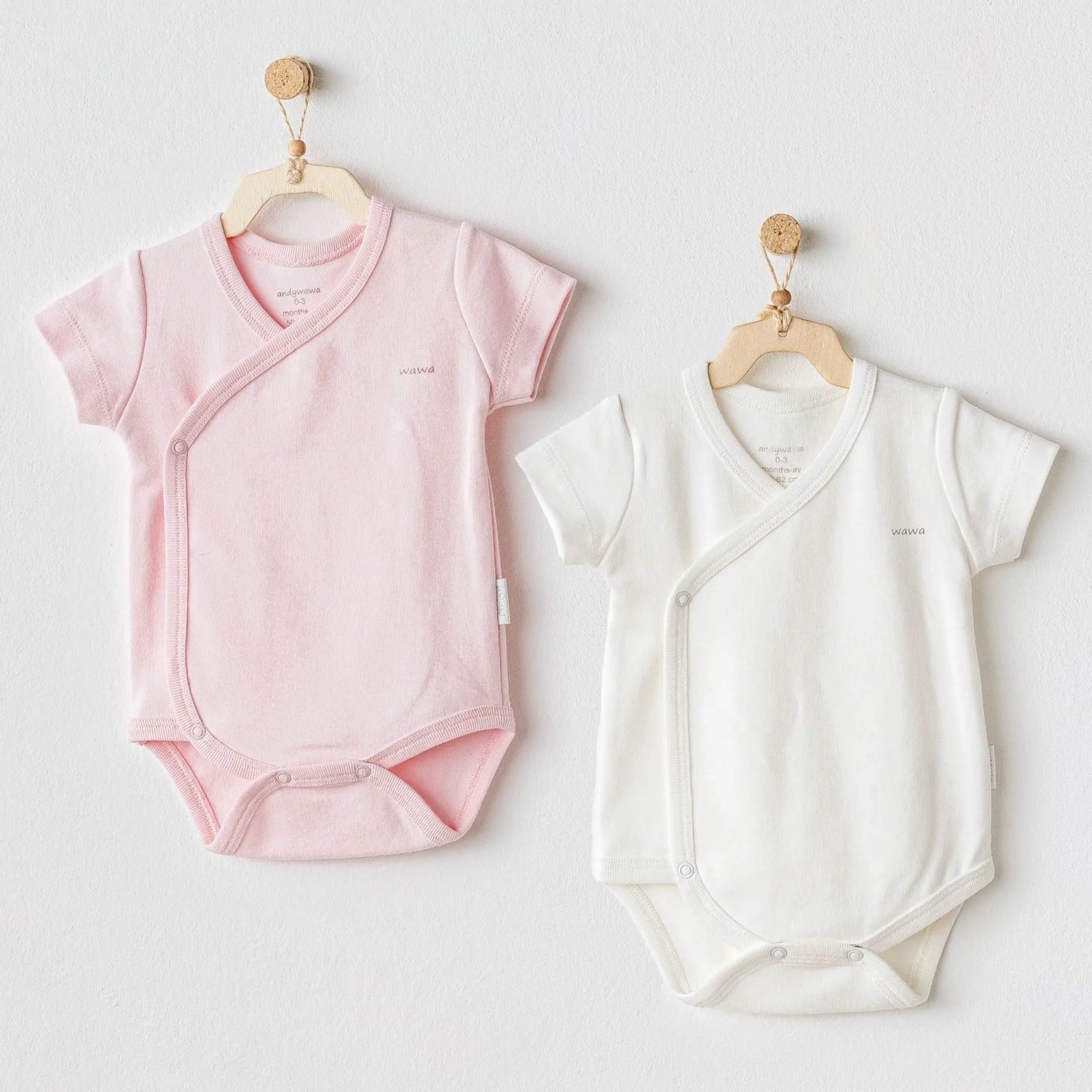 Andywawa Bunny Bear 2'li Zıbın Takım AC25643 Ekru-Pembe