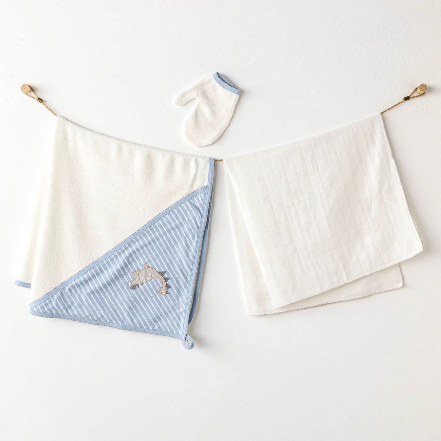 Andywawa Dino Towel Müslin 3'lü Havlu Takım AC25922 Ekru