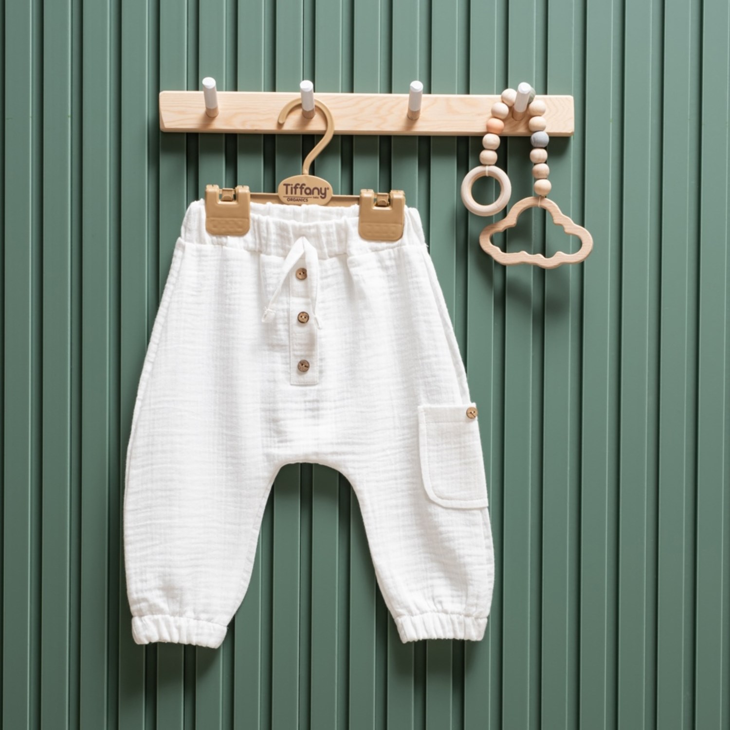 Tiffany Baby Müslin Theme Şalvar Düğmeli Alt 26006 Ekru