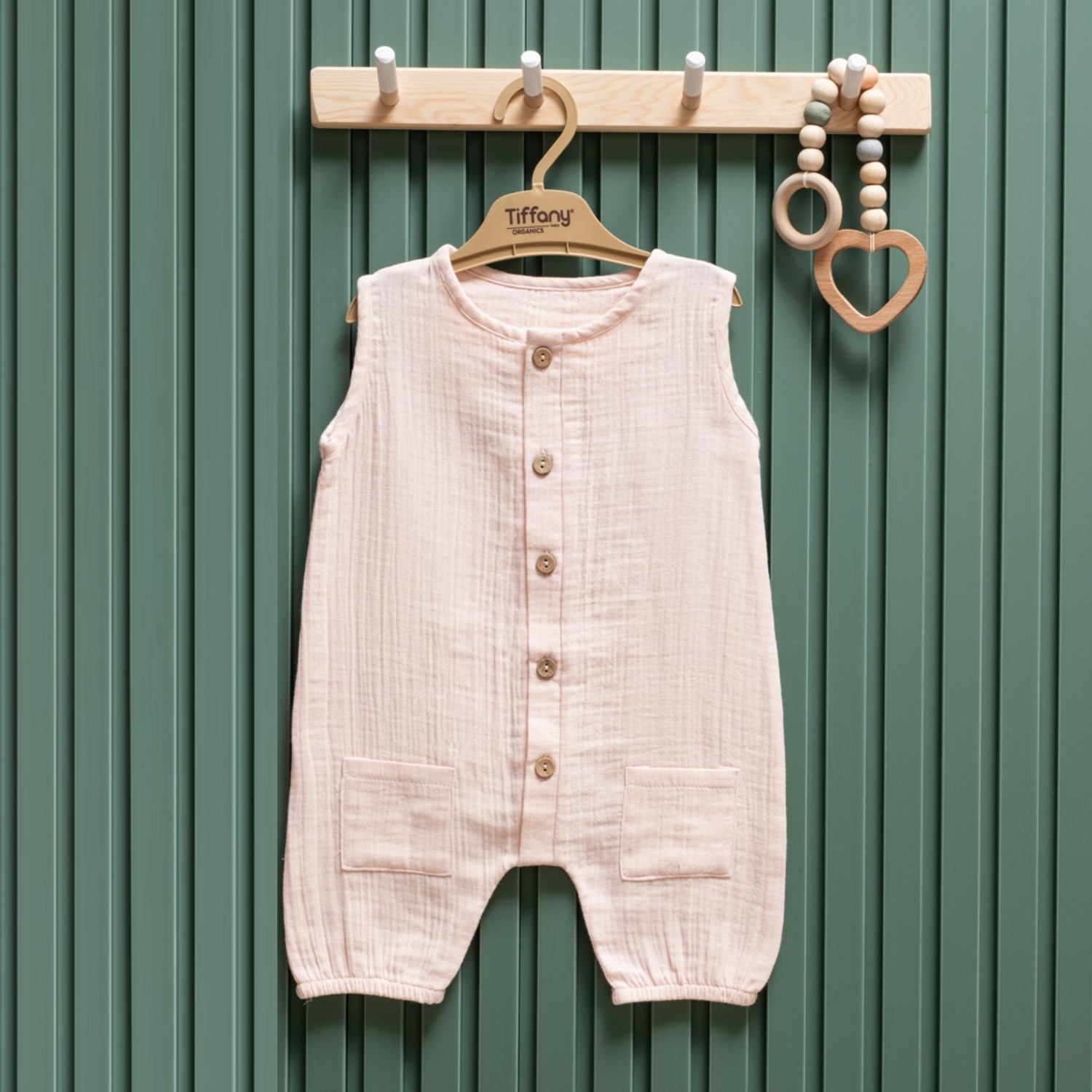 Tiffany Baby Müslin Theme Kısa Atlet Tulum 26023 Pudra