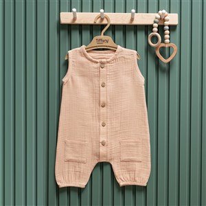 Tiffany Baby Müslin Theme Kısa Atlet Tulum 26023 Bej