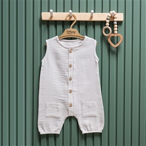 Tiffany Baby Müslin Theme Kısa Atlet Tulum 26023 Gri