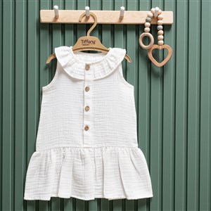 Tiffany Baby Müslin Theme Elbise 26086 Ekru