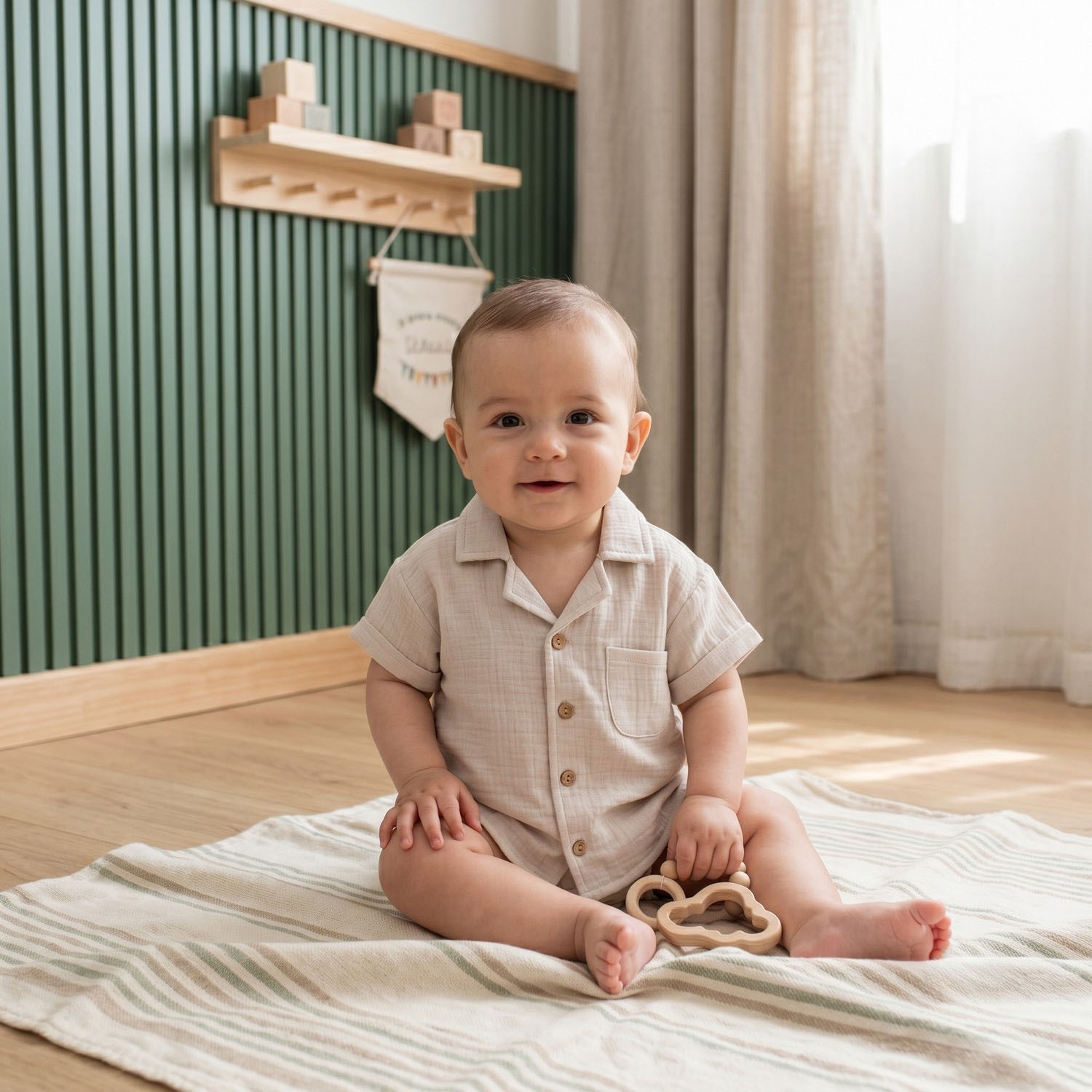 Tiffany Baby Müslin Theme Kısa Kollu Gömlek 26093