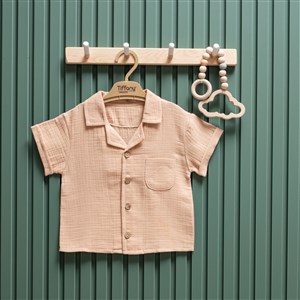 Tiffany Baby Müslin Theme Kısa Kollu Gömlek 26093 Bej