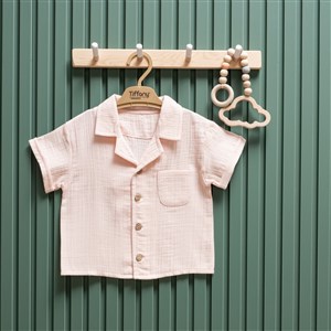 Tiffany Baby Müslin Theme Kısa Kollu Gömlek 26093 Pudra