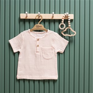 Tiffany Baby Müslin Theme Kısa Kol Tişört 26117 Pudra
