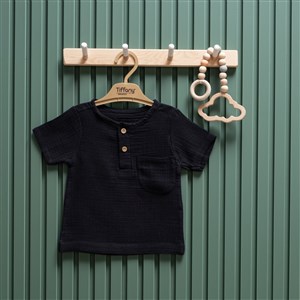 Tiffany Baby Müslin Theme Kısa Kol Tişört 26117 Siyah