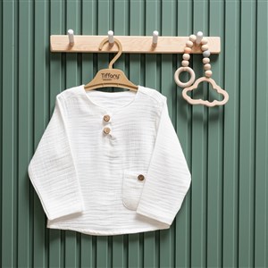 Tiffany Baby Müslin Theme Uzun Kol Tişört 26121 Ekru