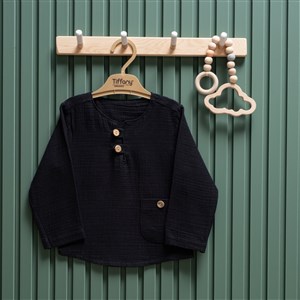 Tiffany Baby Müslin Theme Uzun Kol Tişört 26121 Siyah