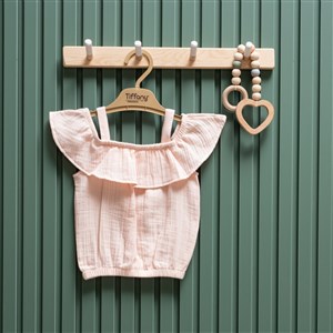 Tiffany Baby Müslin Theme İp Askılı Tişört 26122 Pudra