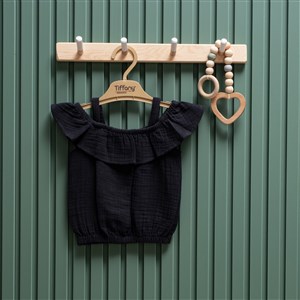 Tiffany Baby Müslin Theme İp Askılı Tişört 26122 Siyah