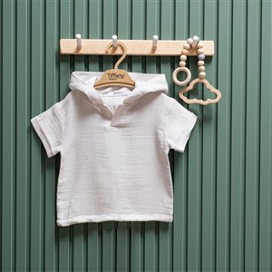 Tiffany Baby Müslin Theme Kapşonlu Tişört 26123 Gri