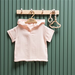 Tiffany Baby Müslin Theme Kapşonlu Tişört 26123 Pudra