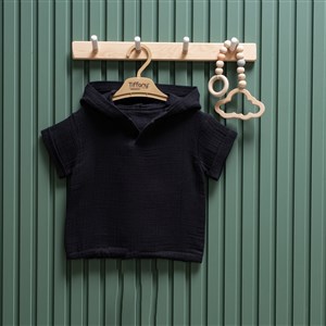 Tiffany Baby Müslin Theme Kapşonlu Tişört 26123 Siyah