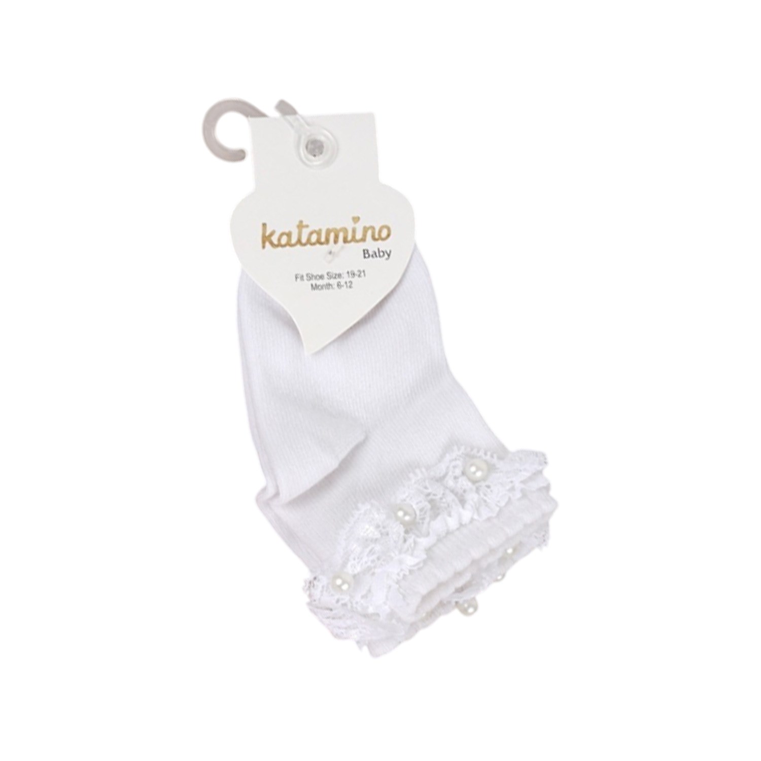 Katamino Teri Aks Bebek Çorabı 46206 Beyaz