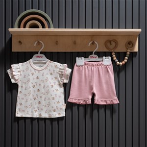 Tiffany Baby Cute Cats Theme Şort Takım 34104 Ekru