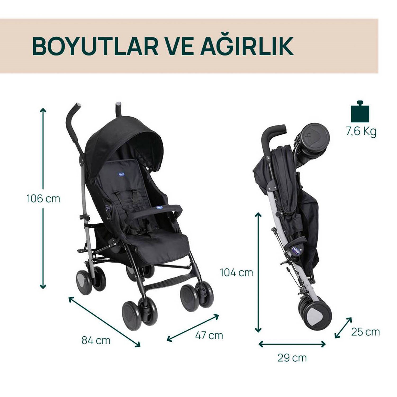 Chicco Echo Lite  Bebek Arabası Ebony