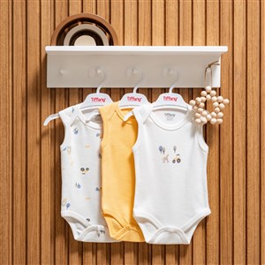 Tiffany Baby Tractor Theme 3'lü Atlet Body 49009 Ekru