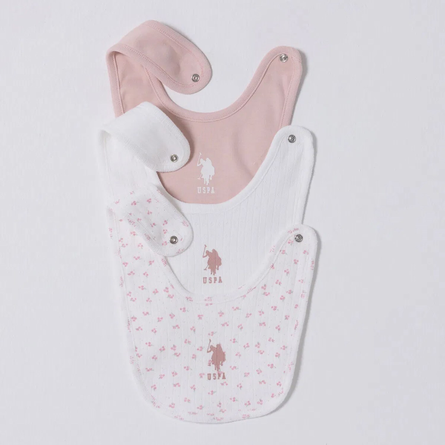 U.S. Polo Assn 3'lü Mama Önlüğü USB2494 Beyaz-Ekru-Soft Pembe