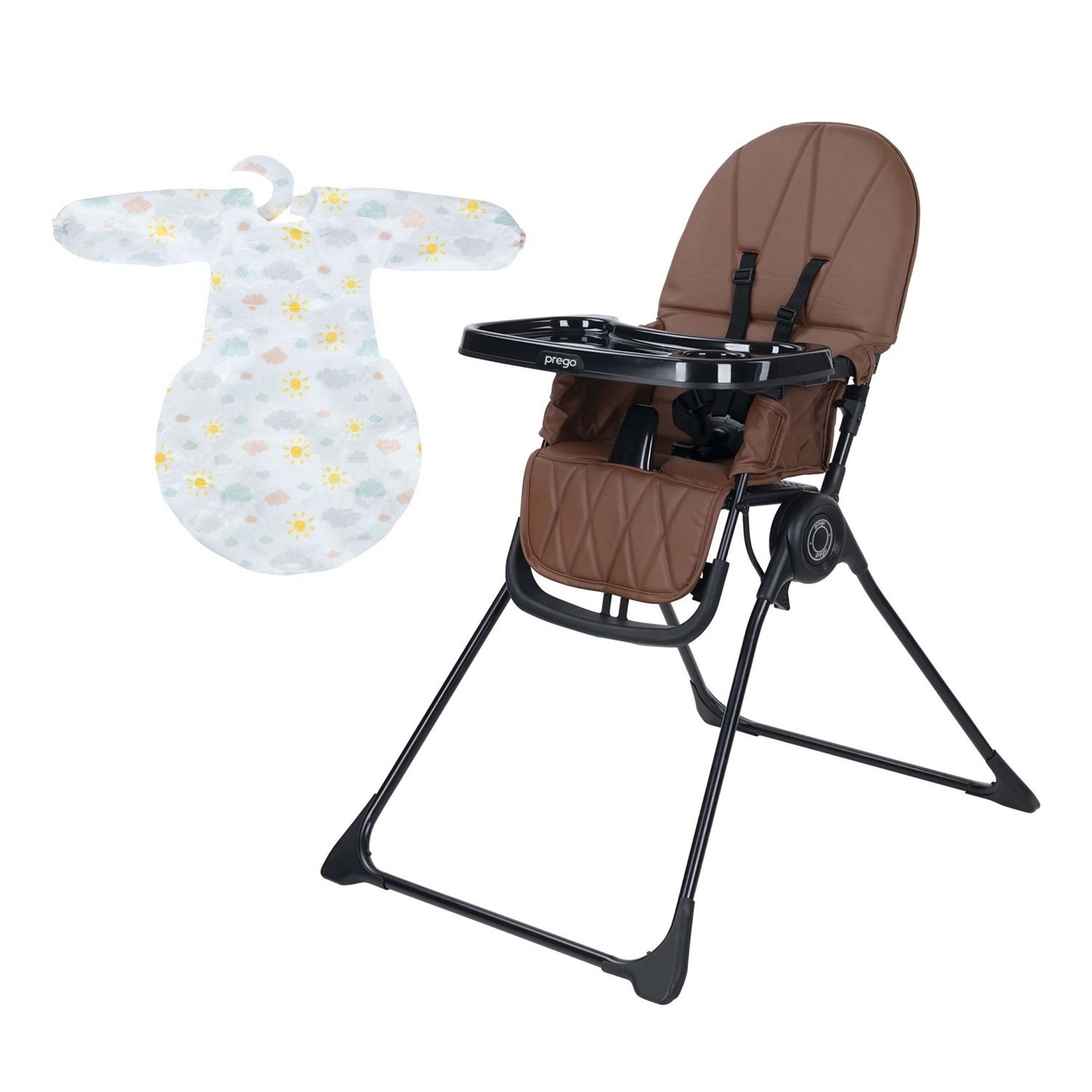 Prego Aris Mama Sandalyesi + Mama Sandalyesi Önlüğü Taba