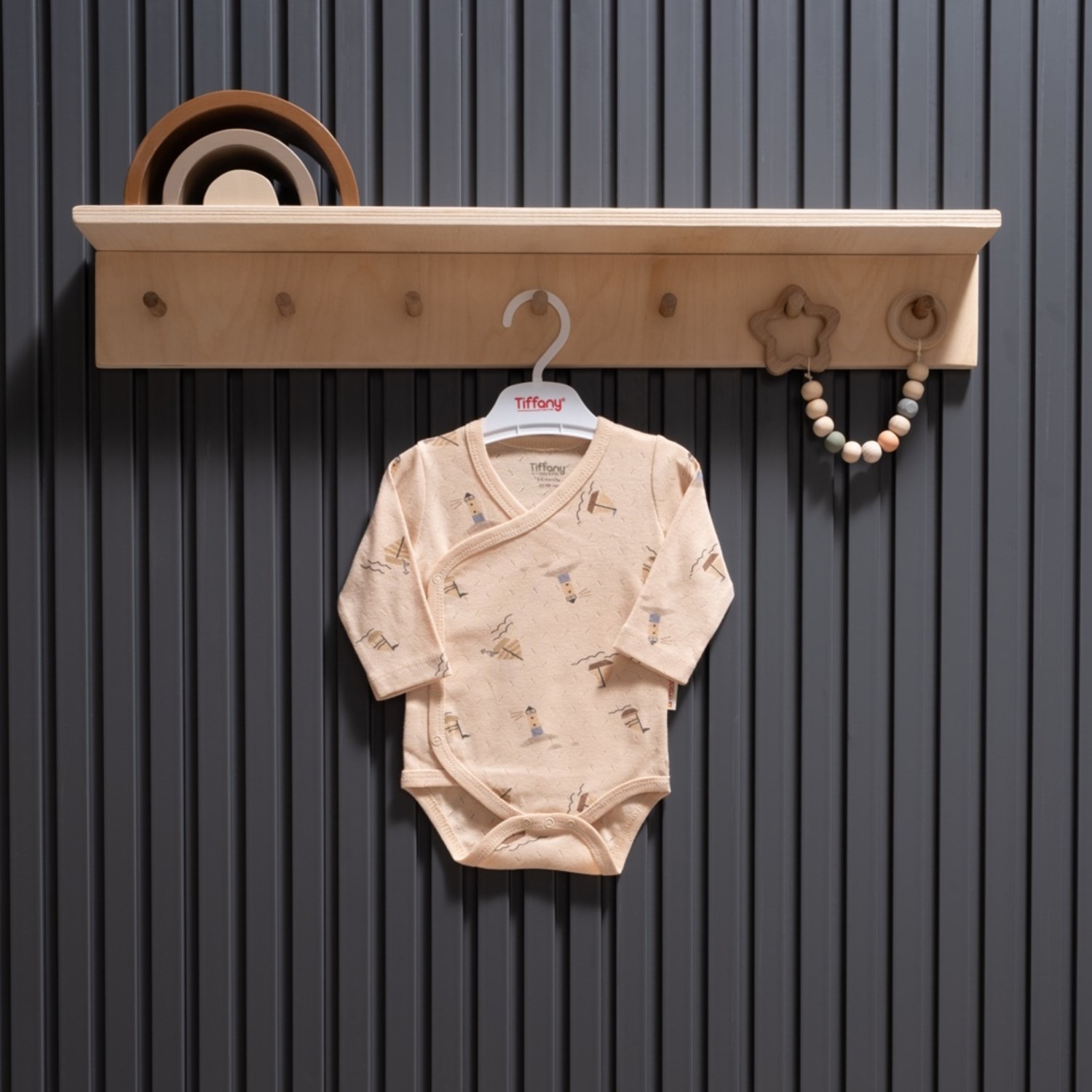 Tiffany Baby Boat Jakarlı Theme Kruvaze Body 43022 Bej