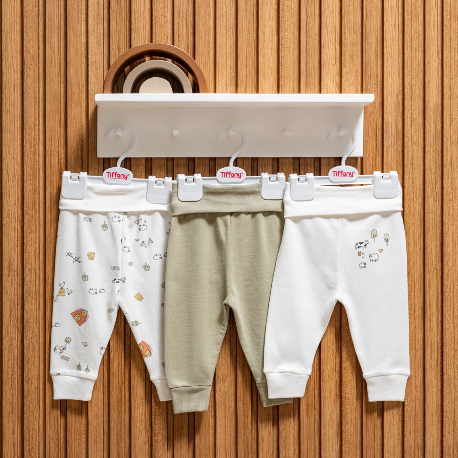 Tiffany Baby Farm Village Theme 3'lü Patiksiz Pantolon 51006 Ekru
