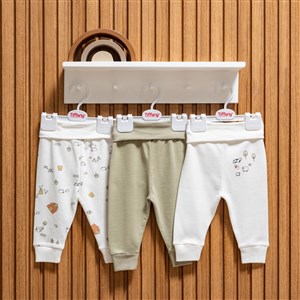 Tiffany Baby Farm Village Theme 3'lü Patiksiz Pantolon 51006 Ekru