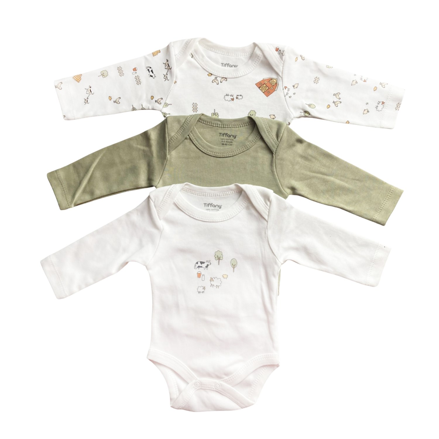 Tiffany Baby Farm Village Theme 3'lü Uzun Kol Body 51011 Ekru